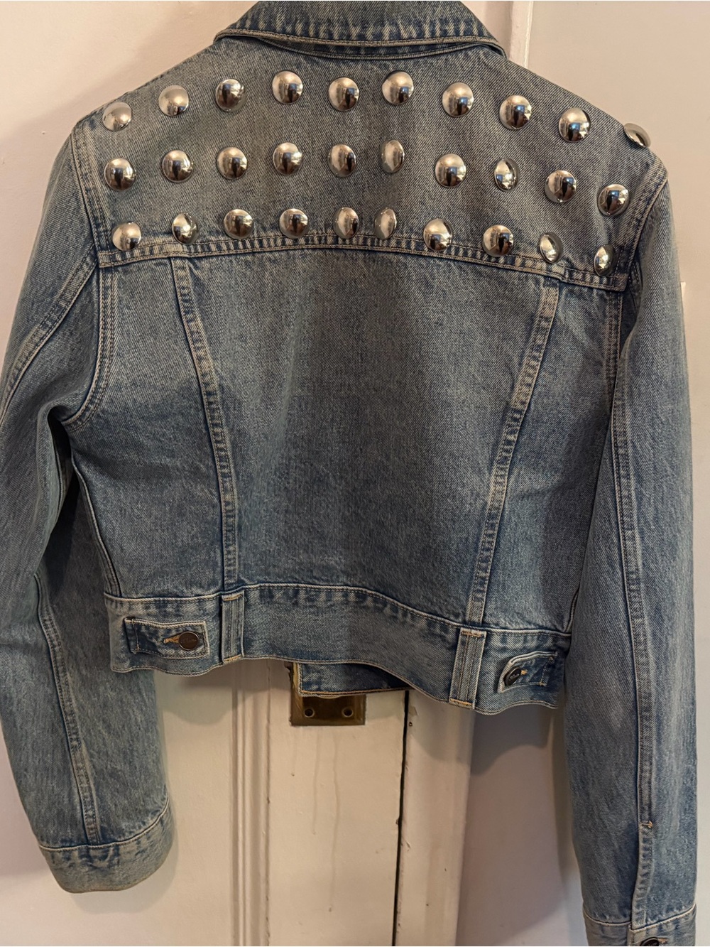 KHAITE Light Blue Rizzo Studded Denim Jacket M - Picture 4 of 7